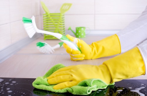 Professional carpet cleaner completing a safe and careful service