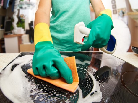 Staff member reviewing safety procedures before a carpet cleaning job